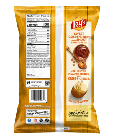 Lay’s Honey BBQ Potato Chips – Sweet & Smoky Flavor, 7.5 oz - Image 2