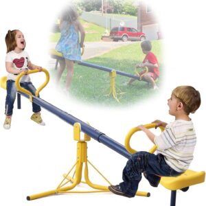 Seesaw for Kids Outdoor, Heavy Duty 250LB 360° Rotating Seesaw Outdoor Teeter Totter with Sit and Spin Design for Backyard Park & Balcony Ideal Outdoor Toys for Kids Ages 3 4 5 6 7 8