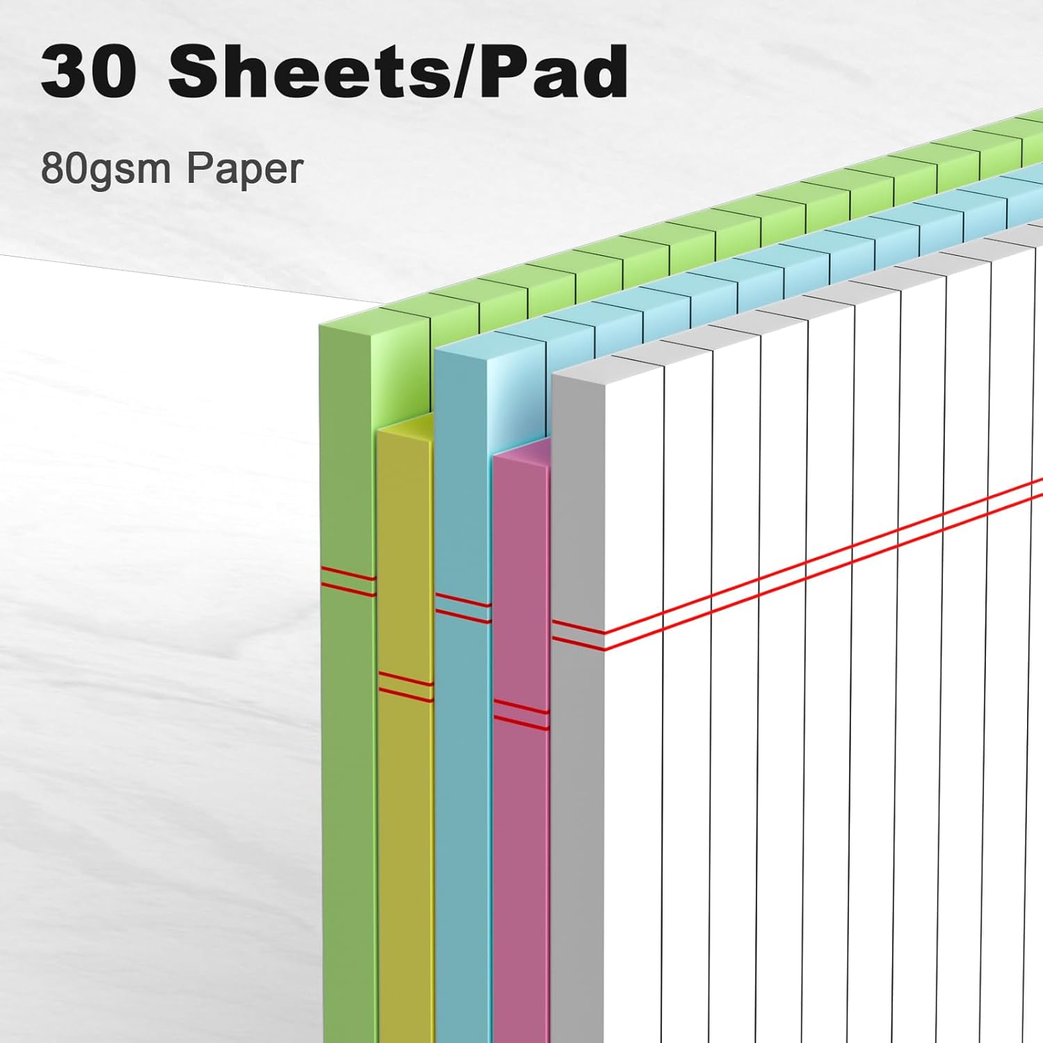 5pcs Small Note Pads 5x8 Notebook College Ruled Legal Pads Color Notepads 5 Pack Study Back Writing Pads 5 x 8 Perforated Narrow Ruled Pads of Paper for School & Office Supplies 30 Sheets/Pack - Image 4