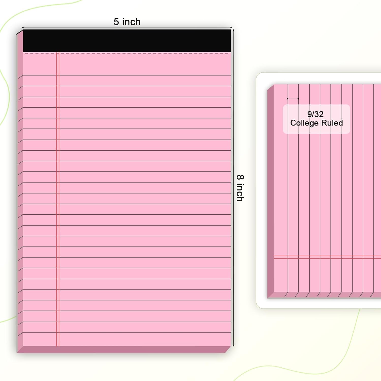5pcs Small Note Pads 5x8 Notebook College Ruled Legal Pads Color Notepads 5 Pack Study Back Writing Pads 5 x 8 Perforated Narrow Ruled Pads of Paper for School & Office Supplies 30 Sheets/Pack - Image 3