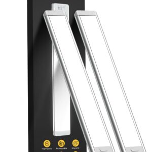 MCGOR 10inch Under Cabinet Lighting, 2 Pack Rechargeable Motion Sensor Light Indoor, 5 Levels Dimmable Magnetic Closet Lights, Wireless Under Counter Lights for Kitchen, Stairs