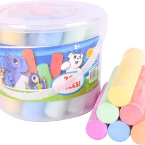 Sunny Days Entertainment Sidewalk Chalk Set for Kids with Storage, Washable, Jumbo Colored Chalk for Outdoor Play and Chalkboard Art - Ages 3+ (20 Pieces, Multicolor)
