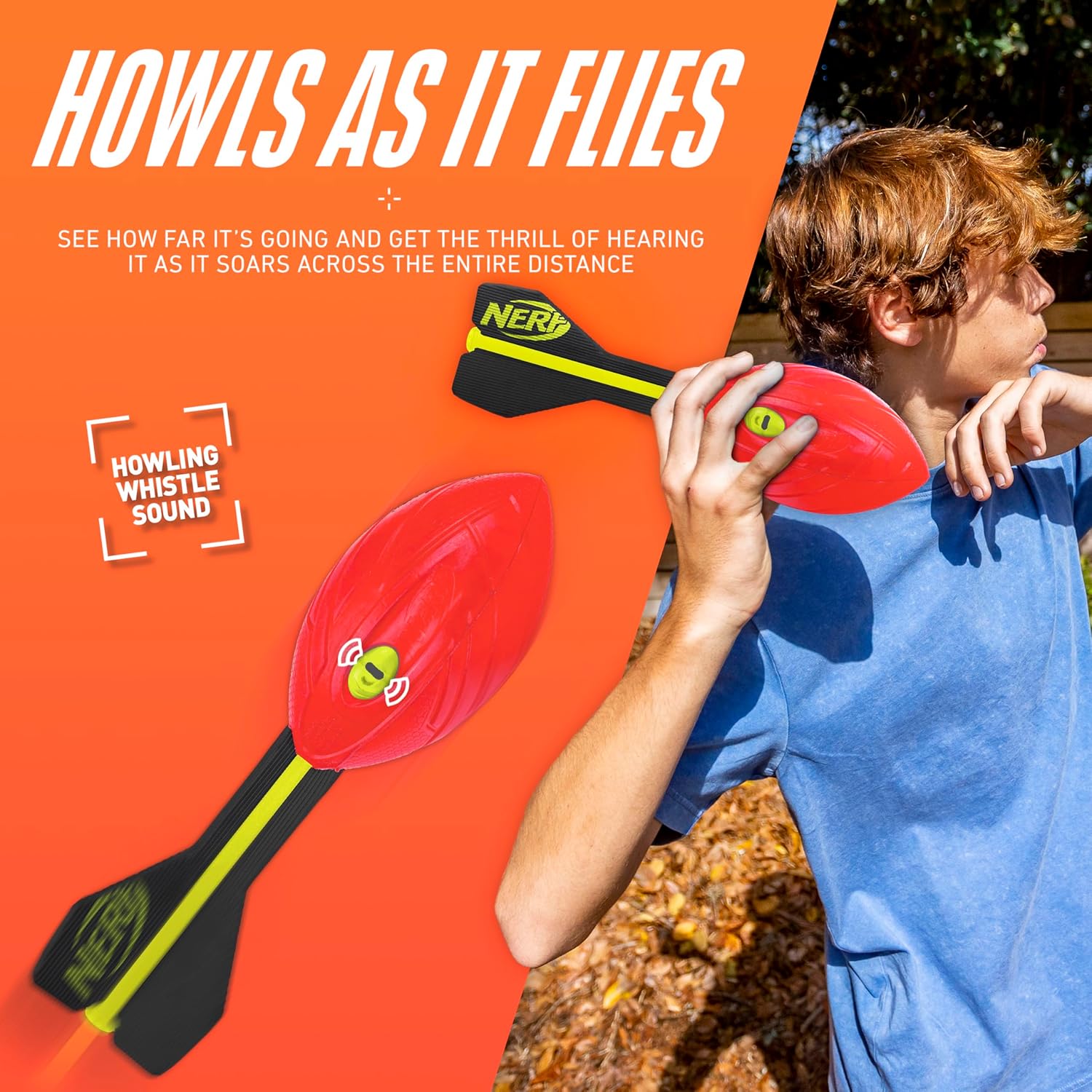 Nerf Vortex Aero Howler Foam Ball, Classic Long-Distance Football, Flight-Optimizing Tail, Whistling Sound, Indoor & Outdoor Fun, Christmas Stocking Stuffers for Kids - Image 4