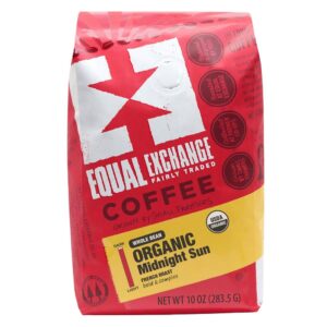 Equal Exchange Organic Whole Bean Coffee, Midnight Sun, 10-Ounce Bag (Pack of 6)
