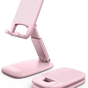 Lamicall Pink Phone Holder, Desk Accessories - Rose Gold Pink Office Cell Phone Holder, Desktop, Office Desks Accessories, Desk Decor Gifts for Women, for Mothers Day, 4-8'' Telephone Stand