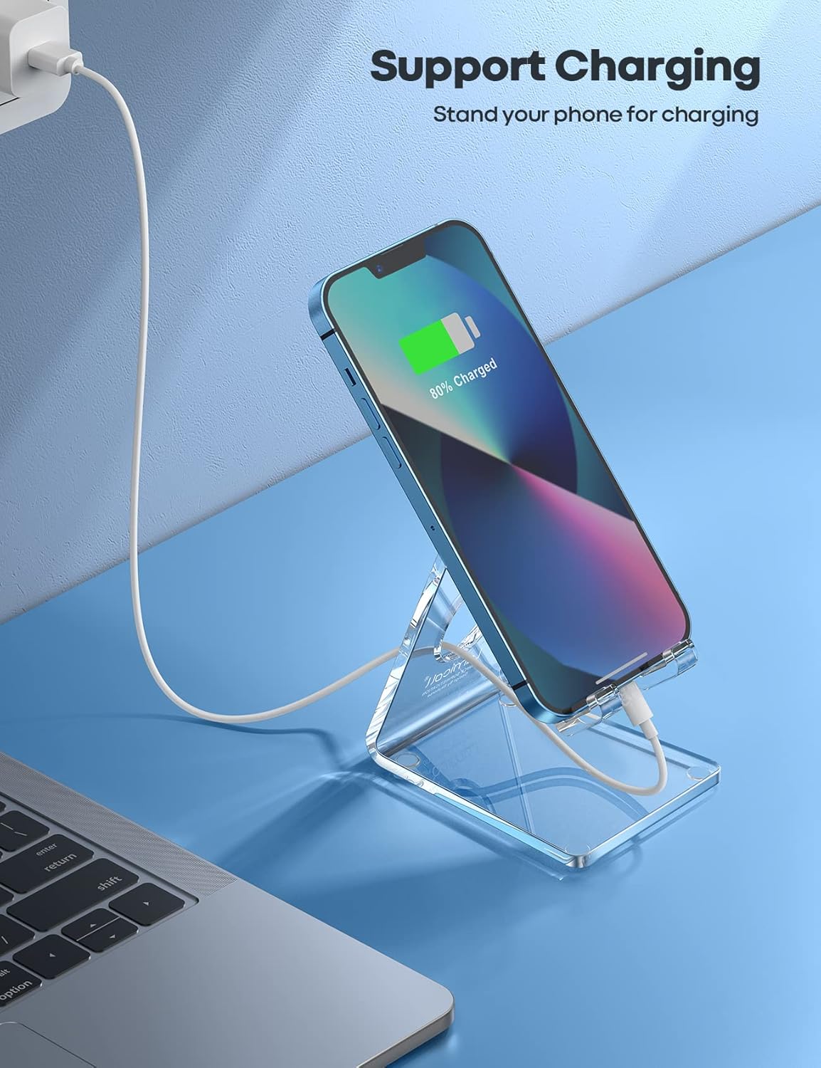 Lamicall Cell Phone Stand, Desk Accessories - Clear Office Cell Phone Holder, Acrylic Phone Stand, Desktop, Acrylic Office Supplies Desk Decor Accessories, Suitable for iPhone, 4-8'' Phone, Gifts - Image 5