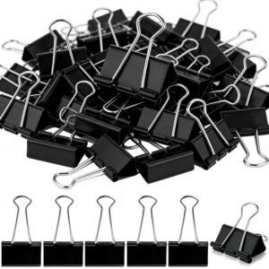 150pcs Binder Clips 1.25 Inches Medium Binder Office Clamps Black Paper Clips and Binder Clip Bulk for Office Supplies, Home, School (Medium)