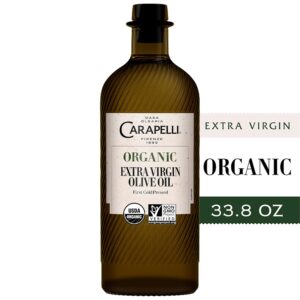 Carapelli - Organic Extra Virgin Olive Oil: Cold-Pressed Organic EVOO – 33.8 Fluid Ounces (1 Liter) (Pack of 2)