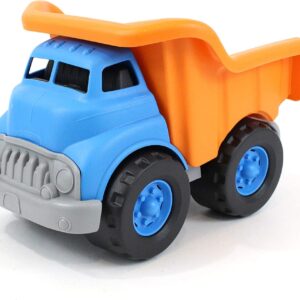 Green Toys Dump Truck, Blue/Orange - Pretend Play, Motor Skills, Kids Toy Vehicle. No BPA, phthalates, PVC. Dishwasher Safe, Recycled Plastic, Made in USA.,Gold/Blue, 10"X7.5"x6.75"