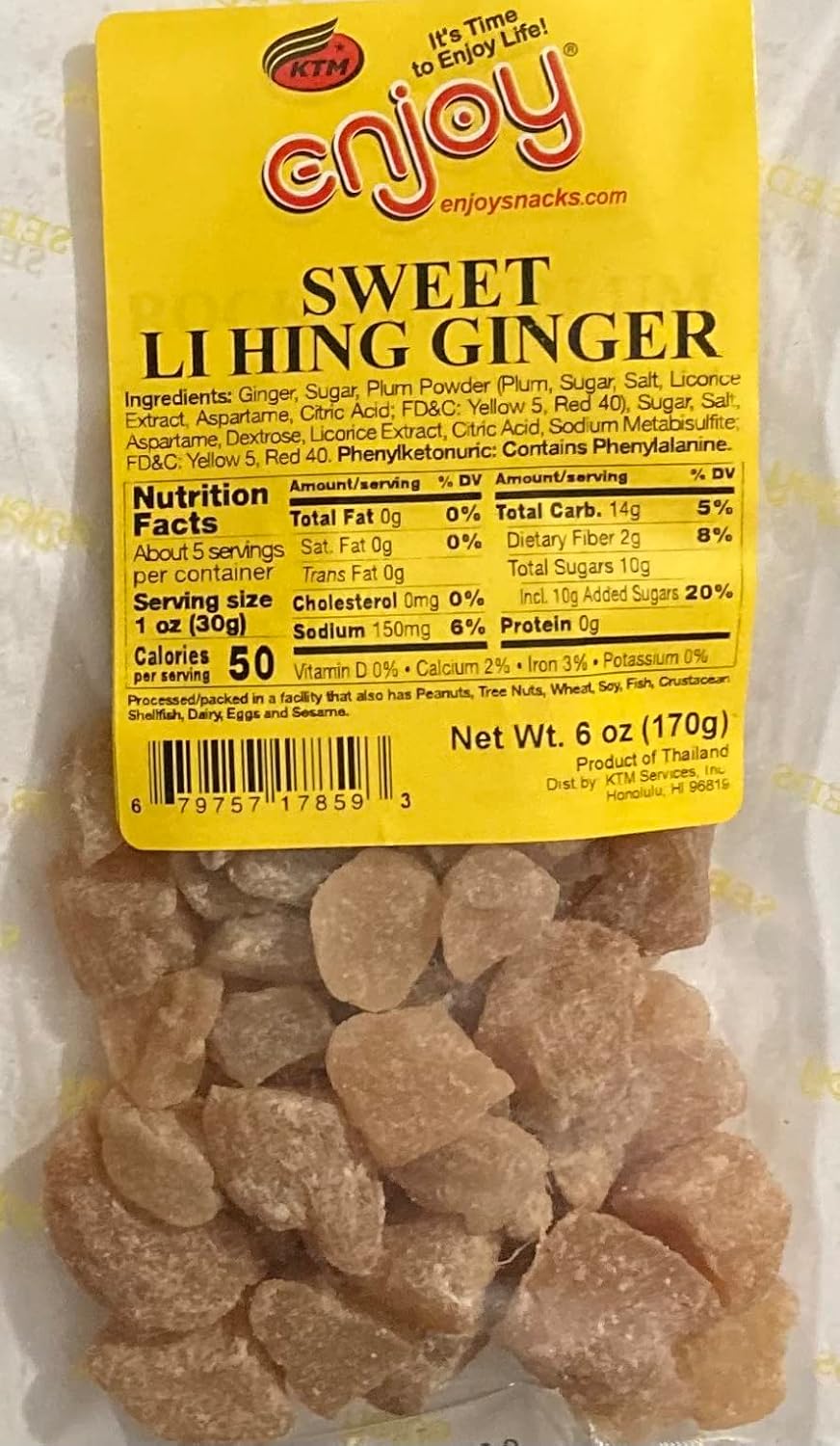 Enjoy Hawaii Snacks (Sweet Li Hing Ginger, 6 Ounce)